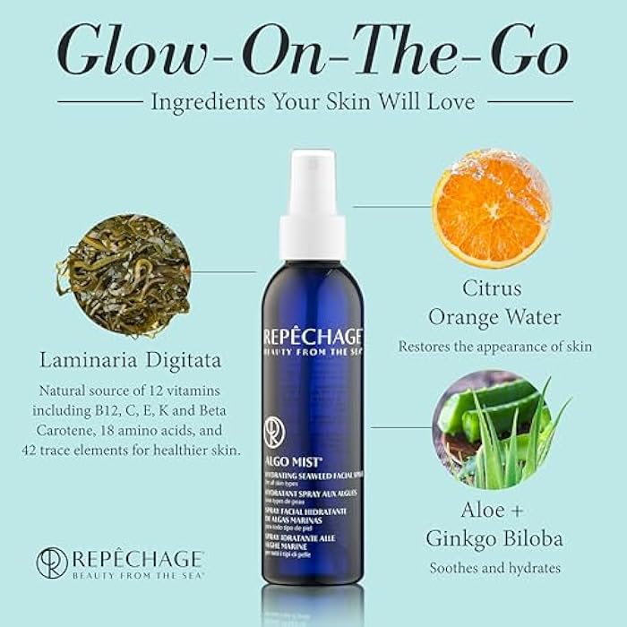 Repechage Algo Mist Hydrating Seaweed Facial Spray for All Skin Types - Hydrating Face Mist Travel Size, Aloe and Vitamin C Infused Keeps Skin Glowing, Hydrated, Refreshed and Nourished, 2 fl oz. - Image 4