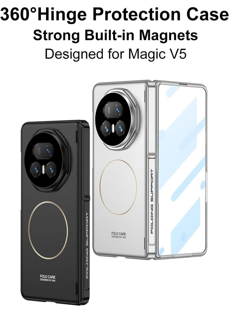 general For Honor Magic V5 Magnetic Case: Built-in Screen Protector  Hinge Protection - Matte PC Backplate with Kickstand Shockproof Cover for Work  Entertainment - Compatible with Wireless - Image 3
