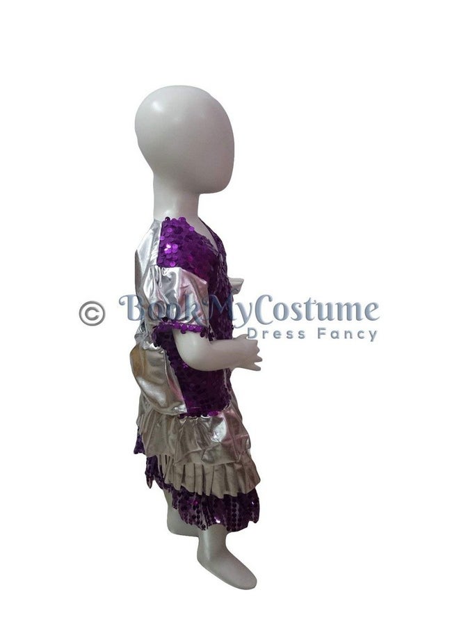 بوك ماي كوستيوم زي رقص غربي للبنات من BookMyCostume - بنفسجي وفضي - توب مع فستان - بريميوم من 6 إلى 7 سنوات  - Image 2
