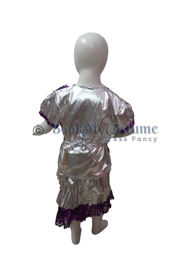 بوك ماي كوستيوم زي رقص غربي للبنات من BookMyCostume - بنفسجي وفضي - توب مع فستان - بريميوم من 6 إلى 7 سنوات  - Image 3