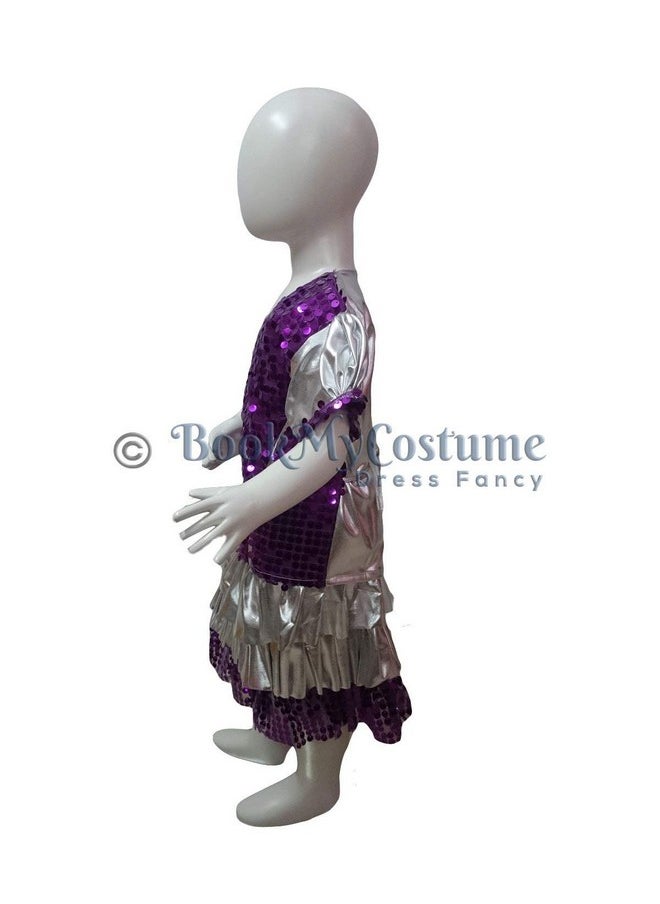 بوك ماي كوستيوم زي رقص غربي للبنات من BookMyCostume - بنفسجي وفضي - توب مع فستان - بريميوم من 6 إلى 7 سنوات  - Image 4