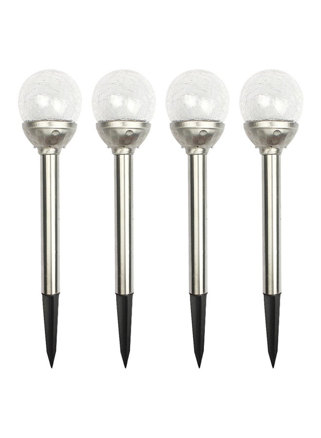 NIBEMINENT Pack Of 4 Solar Cracked Glass Ball Designed LED Light Silver/Black/Clear