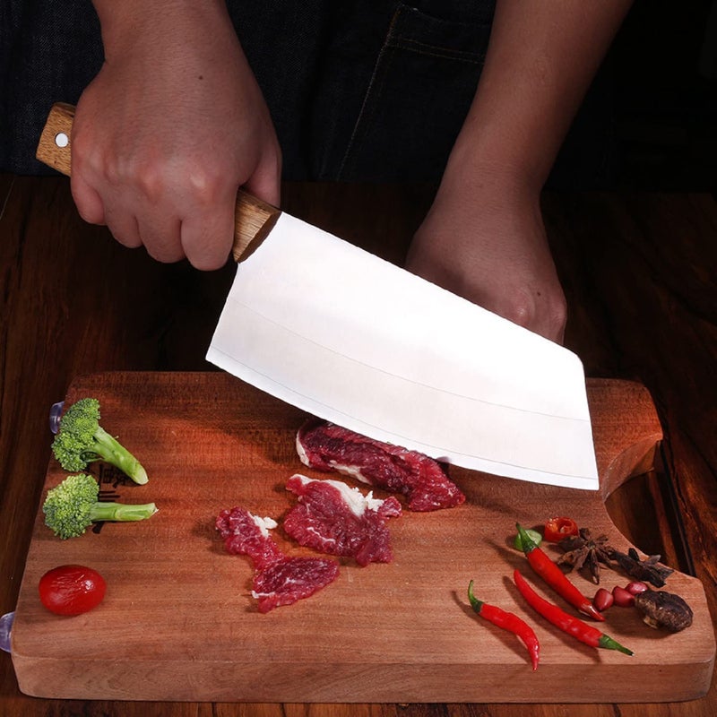 NAIDEV Carbon Stainless Steel Ultra Sharp Cleaver Kitchen Knife Meat Slicing Knife Meat Trimming Knife Meat Preparation Knife Meat Carving Tools Meat Cleaver Kitchen Knife Chicken Cutting KnifeG - Image 5