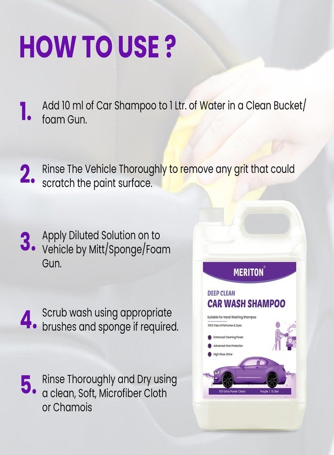 Meriton Deep Cleaning Car Wash Shampoo - 5 Litre | Safe On Paint | pH Neutral | Advanced Wax Protection | Remove Tough Dirt | High Gloss Shine - Image 2