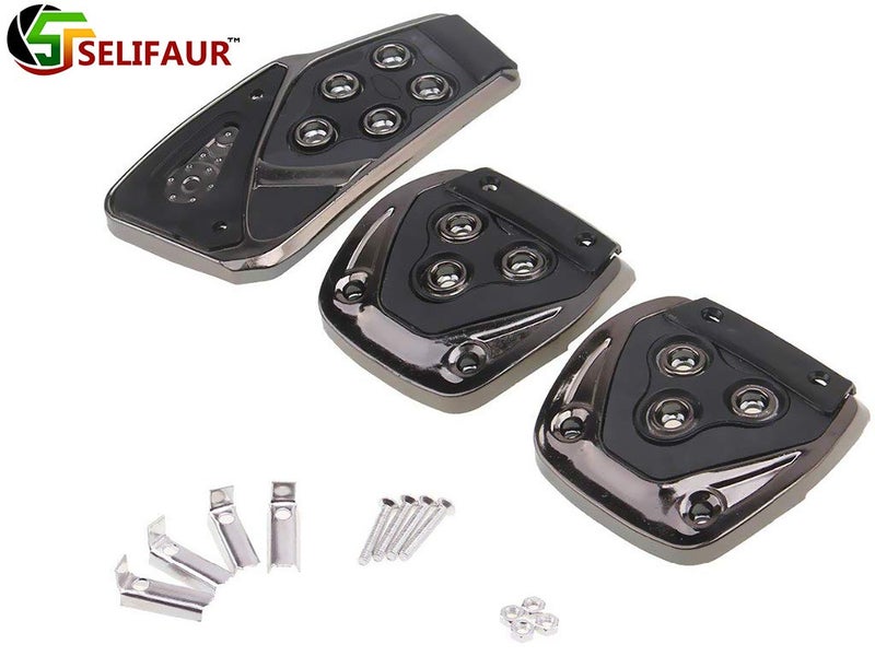 Selifaur - 3 Pcs Black Non-Slip Manual Car Pedals kit Pad Covers Set for Mahindra Rexton - Image 2