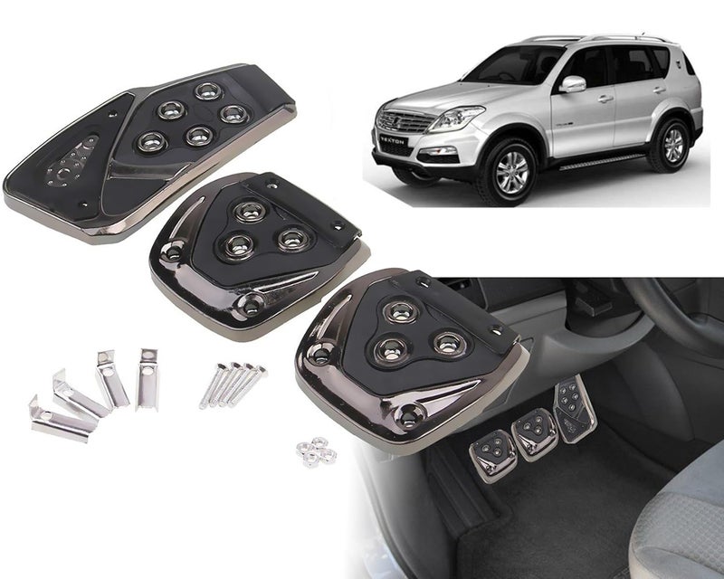 Selifaur - 3 Pcs Black Non-Slip Manual Car Pedals kit Pad Covers Set for Mahindra Rexton - Image 1