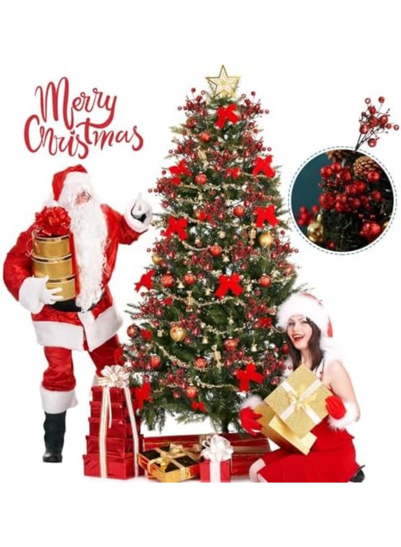 SYOSI 15 Pcs Red Artificial Berry Stems, Red Berry Picks Ornaments for Christmas Tree Wreath DIY Craft Decorations Holiday Home Decor - Image 5