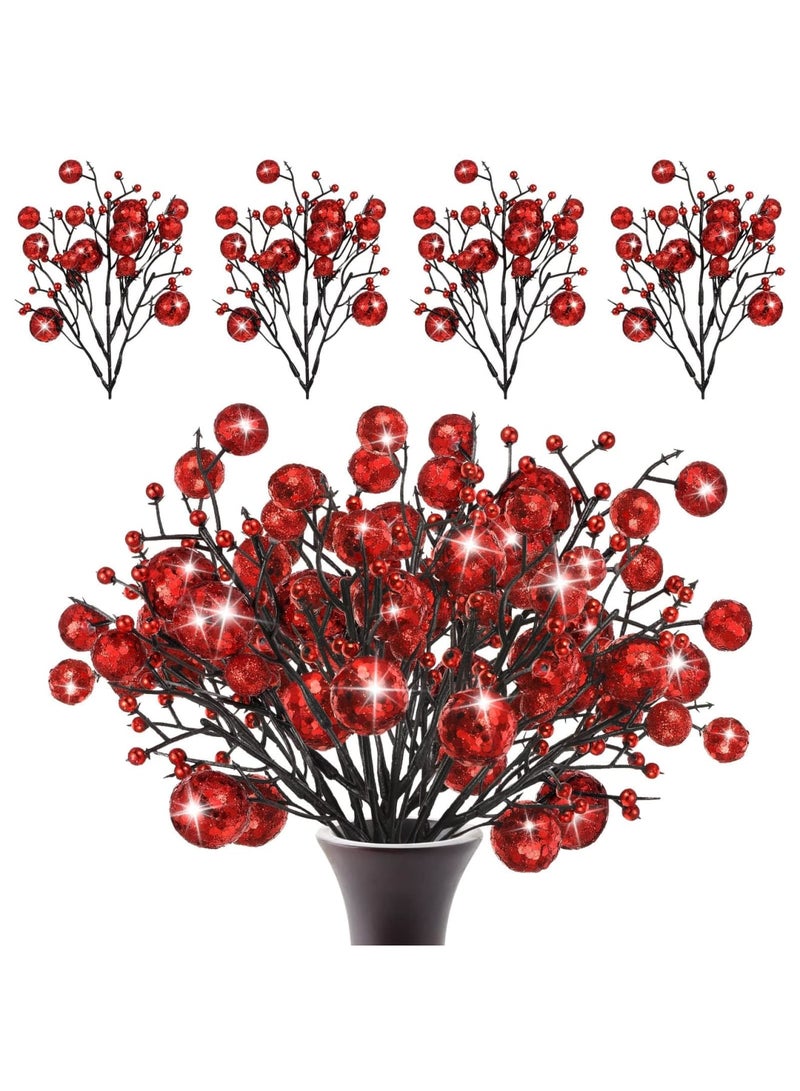 SYOSI 15 Pcs Red Artificial Berry Stems, Red Berry Picks Ornaments for Christmas Tree Wreath DIY Craft Decorations Holiday Home Decor - Image 1