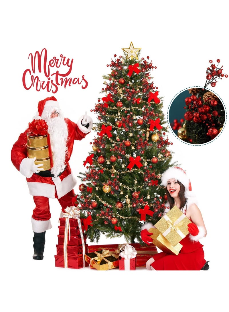 SYOSI 15 Pcs Red Artificial Berry Stems, Red Berry Picks Ornaments for Christmas Tree Wreath DIY Craft Decorations Holiday Home Decor - Image 4