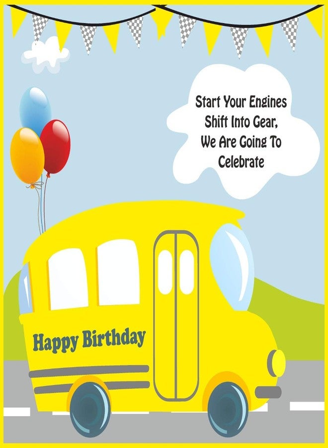 Untumble Wheels on the Bus themed Birthday Party Backdrop Banner for first birthday house parties - Image 1