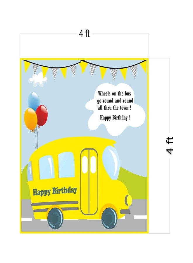 Untumble Wheels on the Bus themed Birthday Party Backdrop Banner for first birthday house parties - Image 3