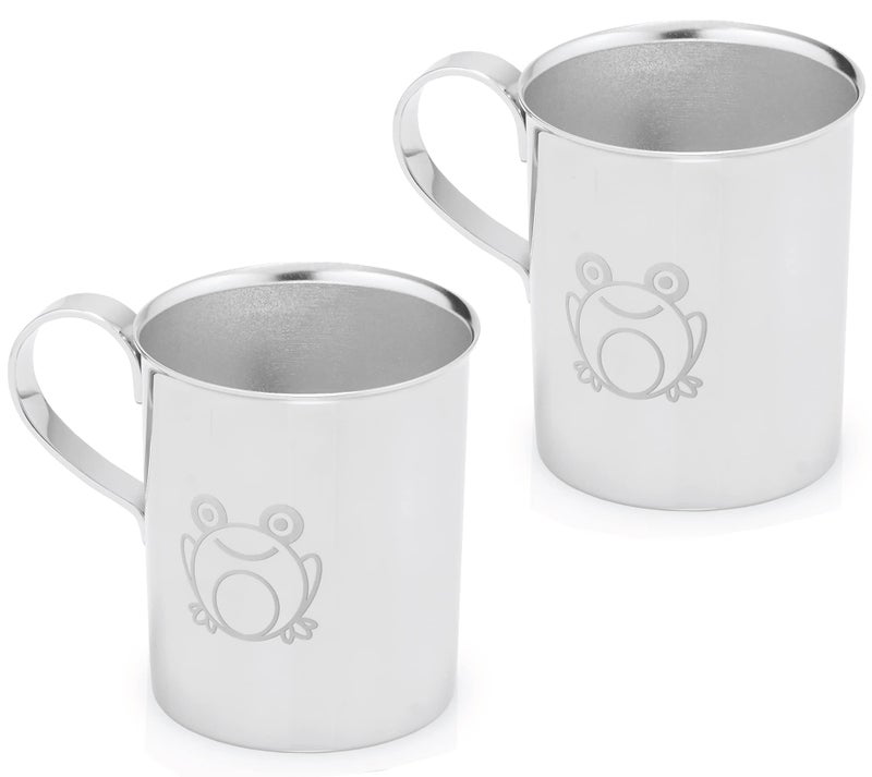 Kiddobloom Children's Stainless Steel Cups with Handles | Adorable Frog Design | Premium 304 (18/8) | Set of 2 | Perfect for Babies, Toddlers & Kids - Image 1