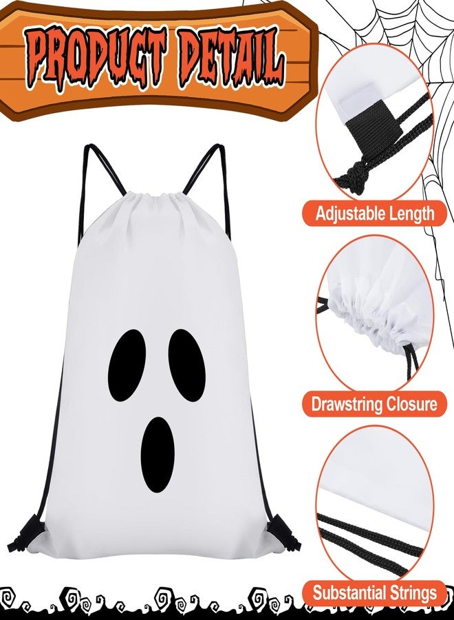 Kacctyen 24 Pcs Halloween Ghost Drawstring Backpack Bulk 12 x 10 Inch Cute Ghost Pattern Treats Bags Trick or Treat Candy Goodie Gift Bags for Halloween Party Favor Supplies - Image 5