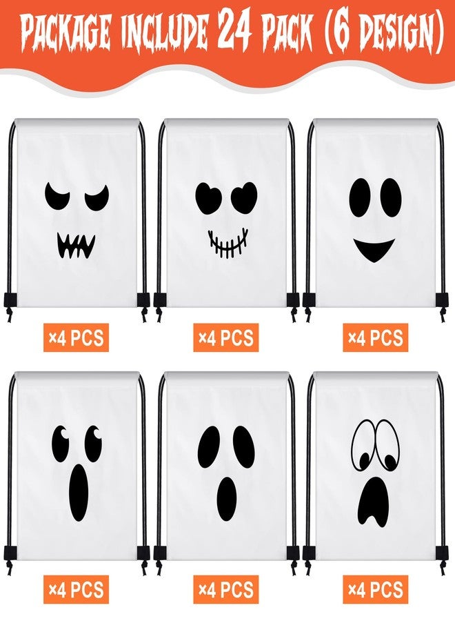 Kacctyen 24 Pcs Halloween Ghost Drawstring Backpack Bulk 12 x 10 Inch Cute Ghost Pattern Treats Bags Trick or Treat Candy Goodie Gift Bags for Halloween Party Favor Supplies - Image 3