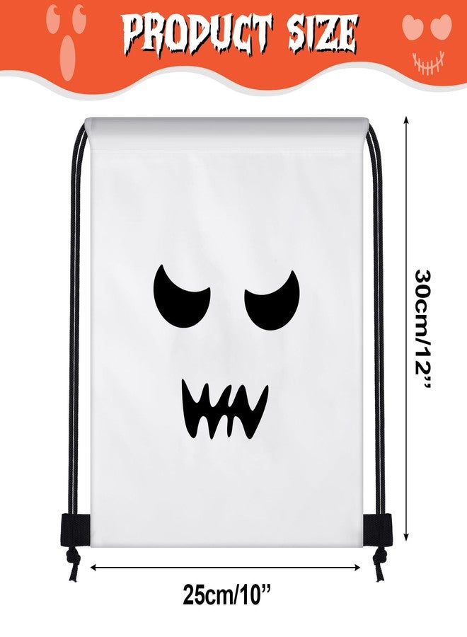 Kacctyen 24 Pcs Halloween Ghost Drawstring Backpack Bulk 12 x 10 Inch Cute Ghost Pattern Treats Bags Trick or Treat Candy Goodie Gift Bags for Halloween Party Favor Supplies - Image 2