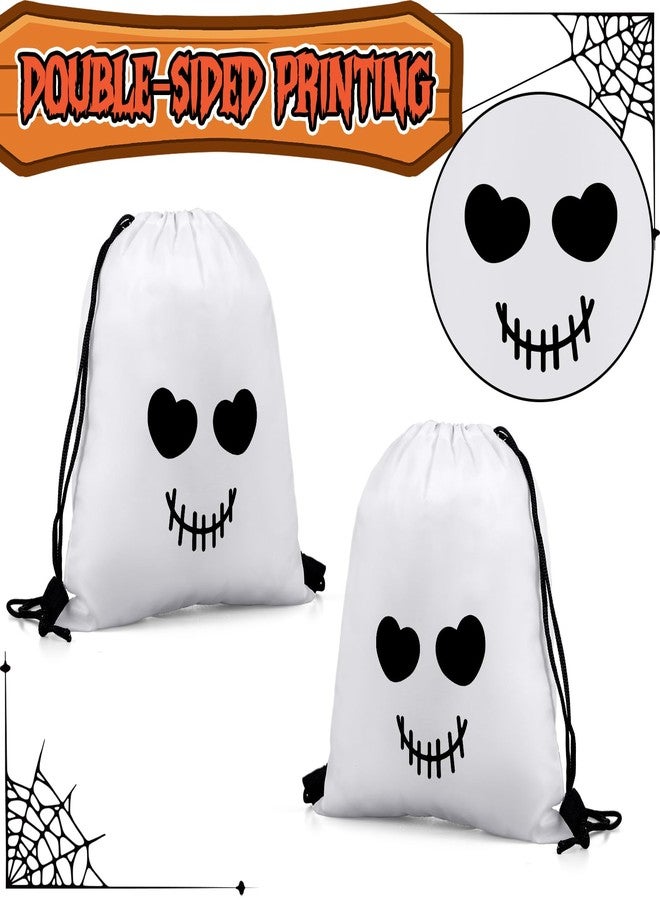 Kacctyen 24 Pcs Halloween Ghost Drawstring Backpack Bulk 12 x 10 Inch Cute Ghost Pattern Treats Bags Trick or Treat Candy Goodie Gift Bags for Halloween Party Favor Supplies - Image 4