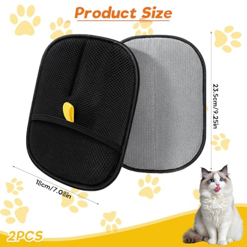 Qpets® Pet Hair Removal Gloves, Static-Enhanced Pet Hair Removal Mitt, Reusable Grooming Mitt Cleaning Glove for Furniture, Carpets, Car Seats & Gentle Massage for Dogs Cats (2Pcs, 23.5x18cm) - Image 2
