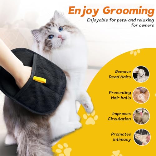 Qpets® Pet Hair Removal Gloves, Static-Enhanced Pet Hair Removal Mitt, Reusable Grooming Mitt Cleaning Glove for Furniture, Carpets, Car Seats & Gentle Massage for Dogs Cats (2Pcs, 23.5x18cm) - Image 3