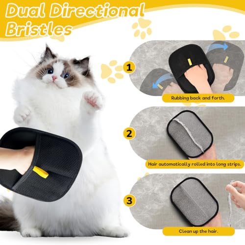 Qpets® Pet Hair Removal Gloves, Static-Enhanced Pet Hair Removal Mitt, Reusable Grooming Mitt Cleaning Glove for Furniture, Carpets, Car Seats & Gentle Massage for Dogs Cats (2Pcs, 23.5x18cm) - Image 5