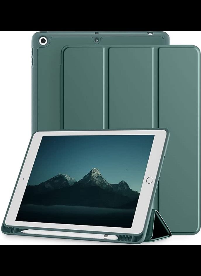 vesus Mastten Case Compatible with iPad 9th/8th/7th Generation Case, iPad 10.2 Inch Case with Pencil Holder, TPU Smart Stand Back Case Cover for iPad Case 2021/2020/2019, Auto Wake/Sleep, Midnight Green