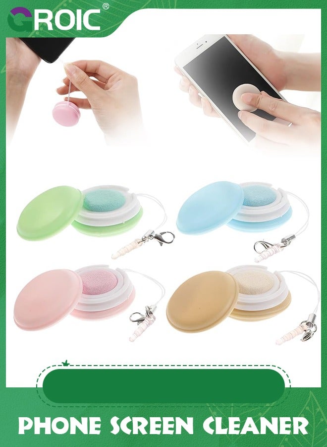4PCS Macaron Mobile Phone Screen Wipe, Cute Pendant and Eyeglass Brush Cleaner