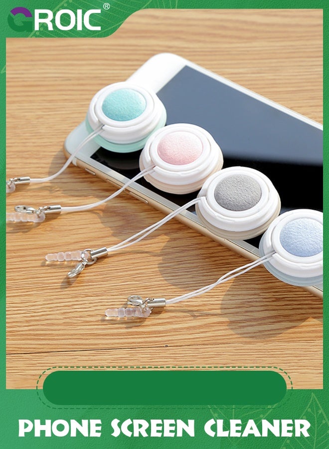 4PCS Macaron Mobile Phone Screen Wipe, Cute Pendant and Eyeglass Brush Cleaner