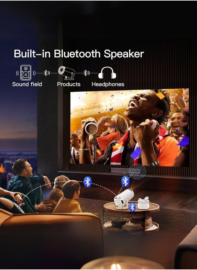 Denx Mini Smart Projector, Portable Built-In Wifi, Android 11, Fhd 1080P Projector Support 50,000H, Auto Horizontal Keystone Correction Led Projector 380 Degree Rotation For Phone, 1280X720 With 8Gb Rom  - Image 4