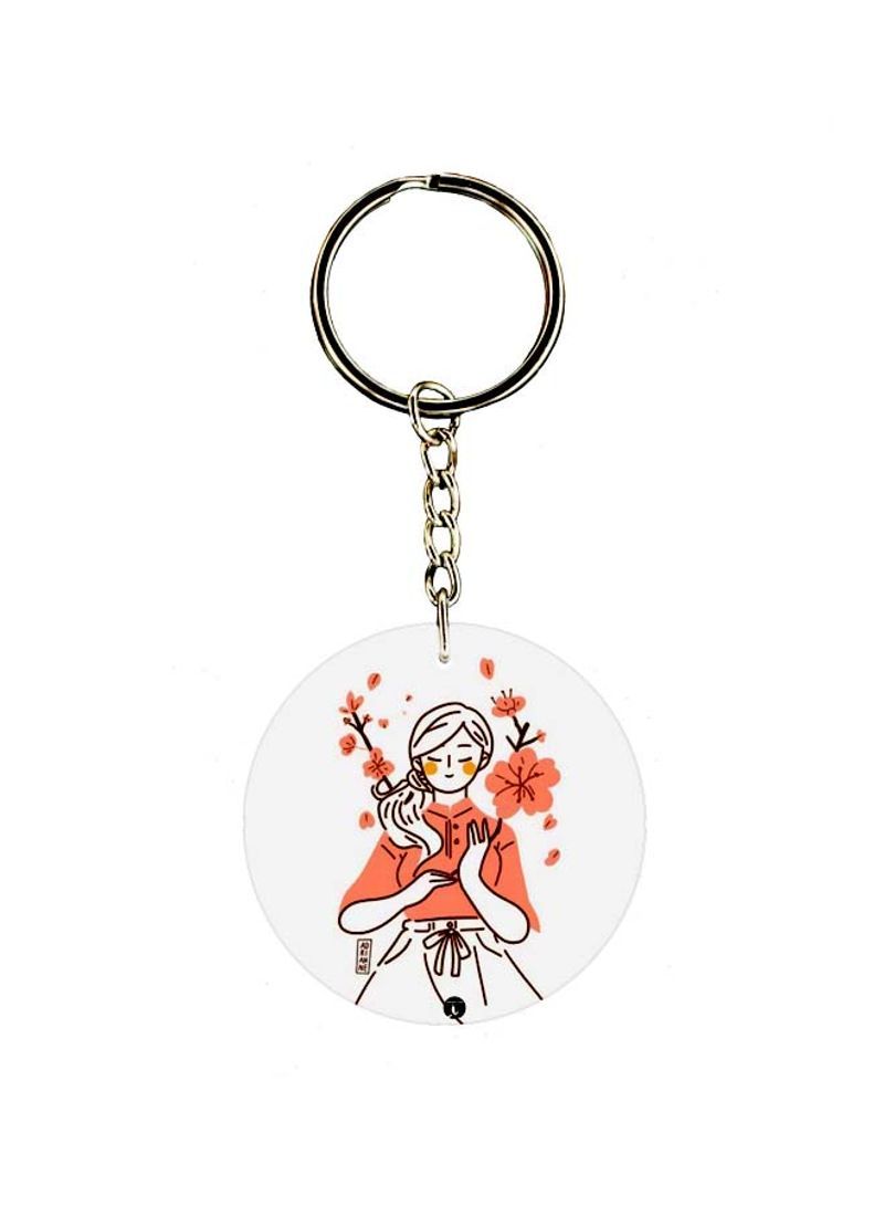 Girl Printed Double Sided Keychain