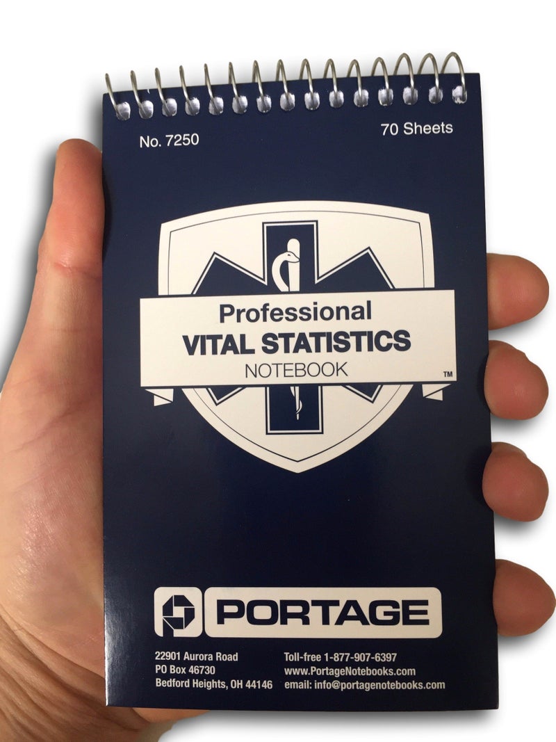 Portage EMT/First Responders Vital Statistics Notebook â€“ 6â€ x 3.75â€ Medical Notebook for Vital Signs and Additional Patient Information â€“ 210 Sheets (3 Pack) - Image 5