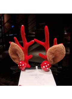 Christmas Antler Hair Clips Forest Fairy Accessories A4# mushroom style-a pair of red antlers
