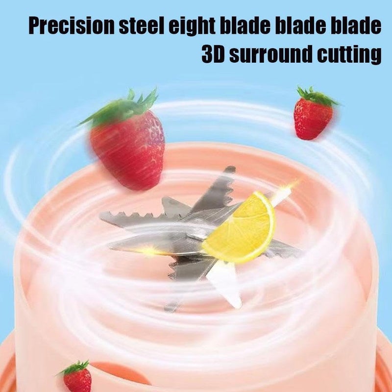 Vasukie Sport Portable Electric Orange Juice with 8 Blades Electric Large Capacity Fruit Juicer for OrangeappleCarrotFruits And Vegtables Smoothies Kitchen Travel Sport VABarrel Juicer - Image 4