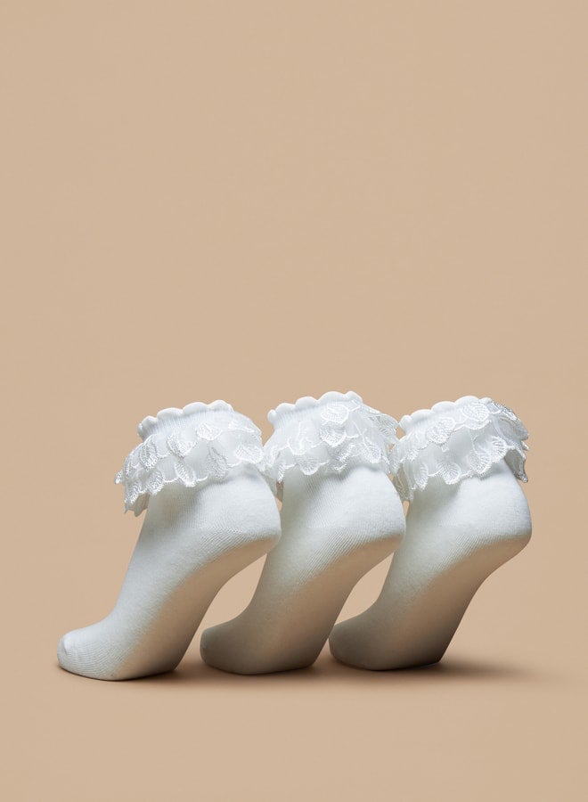 Flora Bella Boys's Frill Detail Ankle Length Socks - Set of 3 - Image 3