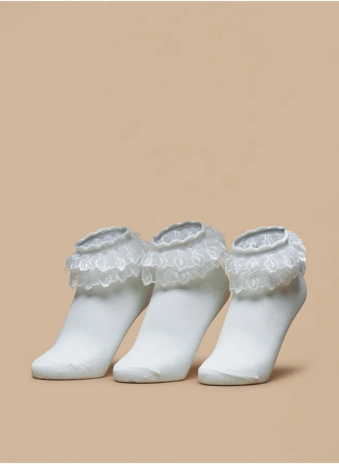 فلورا بيلا Boys's Frill Detail Ankle Length Socks - Set of 3