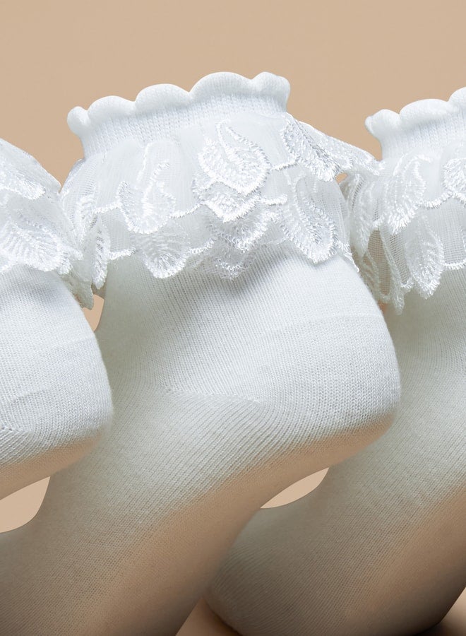 Flora Bella Boys's Frill Detail Ankle Length Socks - Set of 3 - Image 2