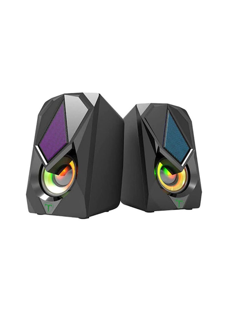 T-DAGGER - T-DAGGER T-TGS500 (Colour Box) 2 x 3W 3.5mm Gaming Speakers With RGB Backlit LED USB Powered For PC - Image 1