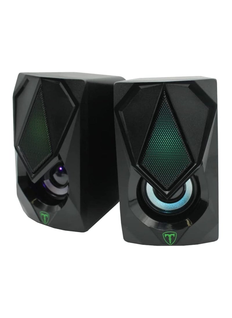 T-DAGGER - T-DAGGER T-TGS500 (Colour Box) 2 x 3W 3.5mm Gaming Speakers With RGB Backlit LED USB Powered For PC - Image 1