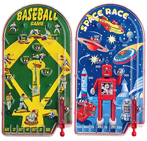 Schylling Classic 10 Pinball Games Space Race Home Run Baseball Gift Set Bundle 2 Pack - Image 1