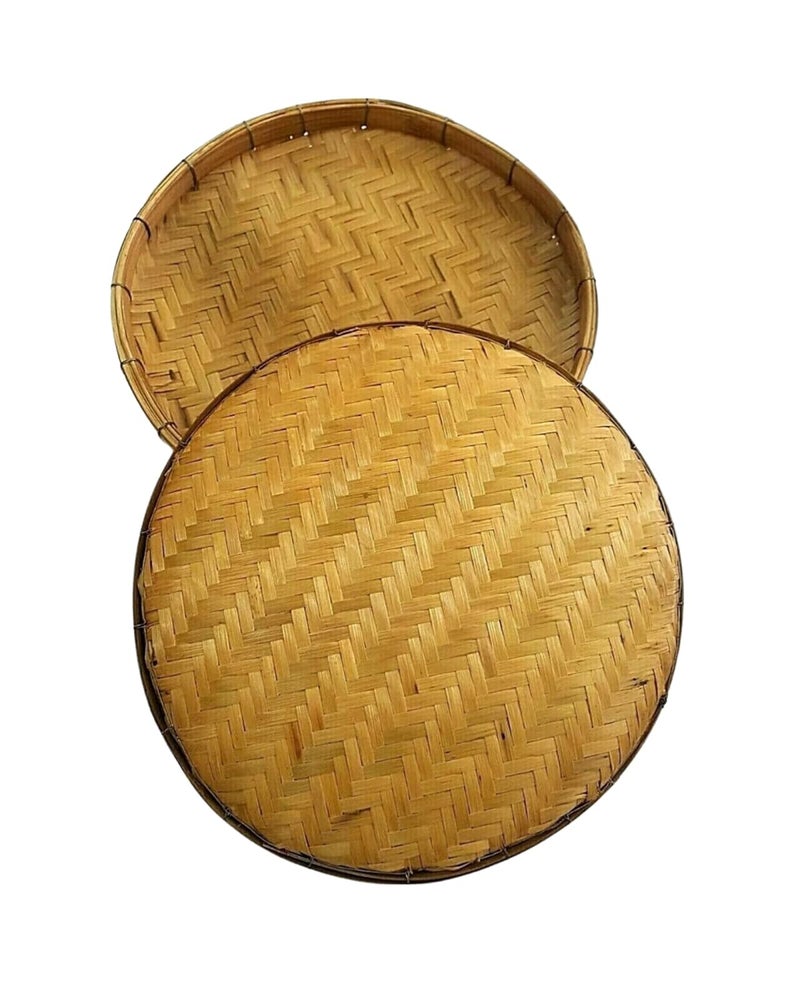 JOYNAGAR Bamboo Cane Bengali Style ChalaRound Cane Tray for Fruits Storage Home Utilities Big Size 15x 5 Inch - Image 2