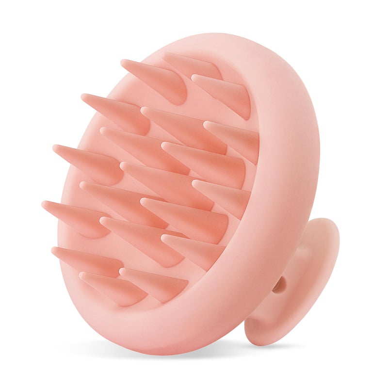 HEETA Scalp Massager Hair Growth Scalp Scrubber with Soft Bristles Integrated Silicone Design Exfoliator for Dandruff Removal  Relaxation Shampoo Brush Fit Wet Dry Hair Use Light Pink