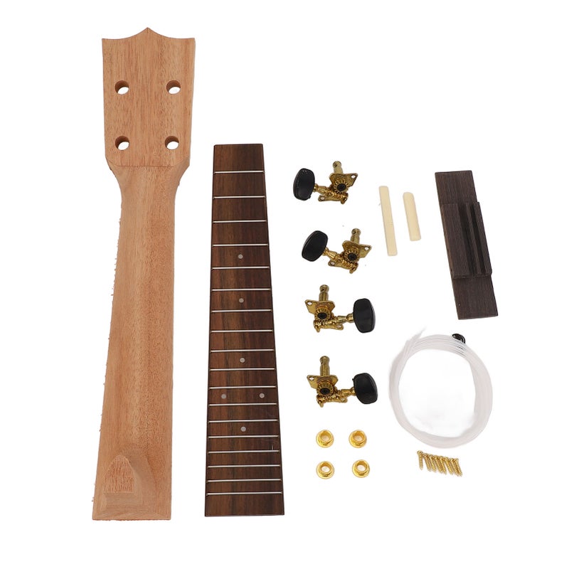Concert Ukulele Neck Fretboard Kit: Predrilled Presanded Components - Easy Assembly Customization Design for Family Craft Activities Beginner Instrument Makers - Image 1