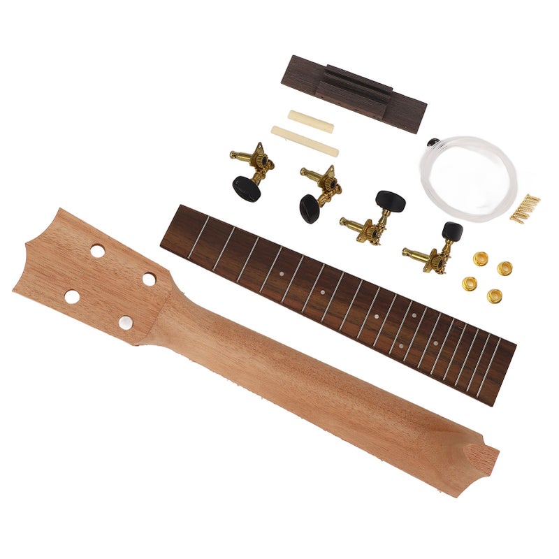 Concert Ukulele Neck Fretboard Kit: Predrilled Presanded Components - Easy Assembly Customization Design for Family Craft Activities Beginner Instrument Makers - Image 4
