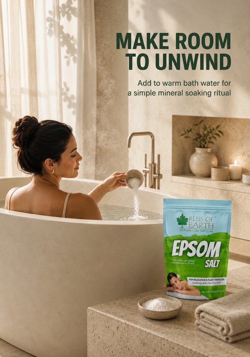 Bliss of Earth Epsom Salt 1 kg | Bath Salt for Sore Muscles Relaxation & Foot Soaks | Quick Dissolving Epsom Salt for Home Spa, Pedicure & Post-workout Bath | Multipurpose Magnesium Sulfate for Gardening & Plant Care - Image 4