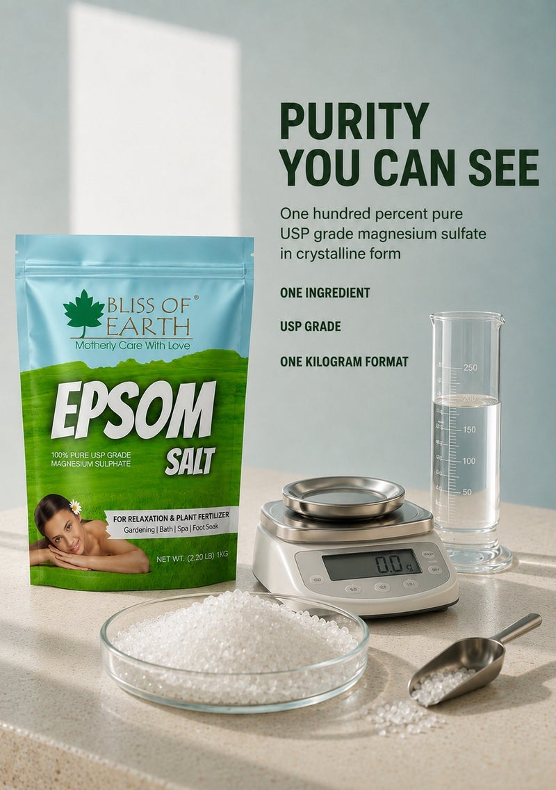 Bliss of Earth Epsom Salt 1 kg | Bath Salt for Sore Muscles Relaxation & Foot Soaks | Quick Dissolving Epsom Salt for Home Spa, Pedicure & Post-workout Bath | Multipurpose Magnesium Sulfate for Gardening & Plant Care - Image 3