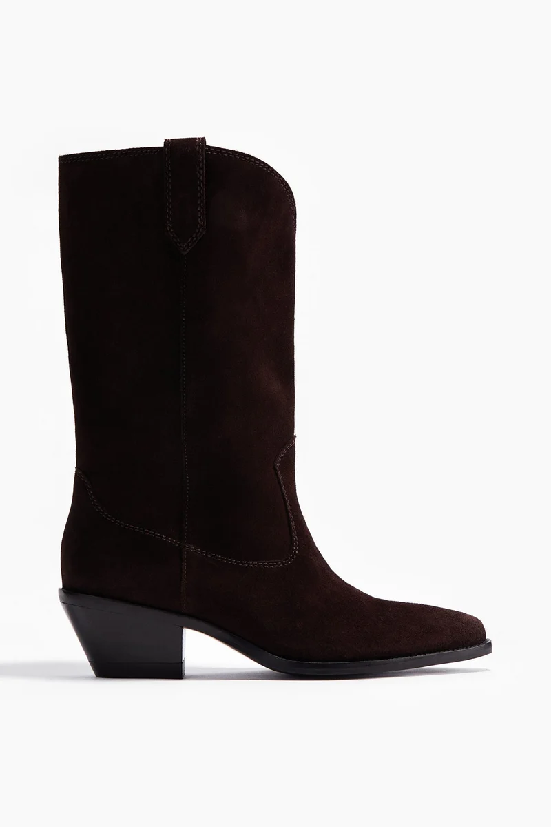 H&M Calf-high suede cowboy boots