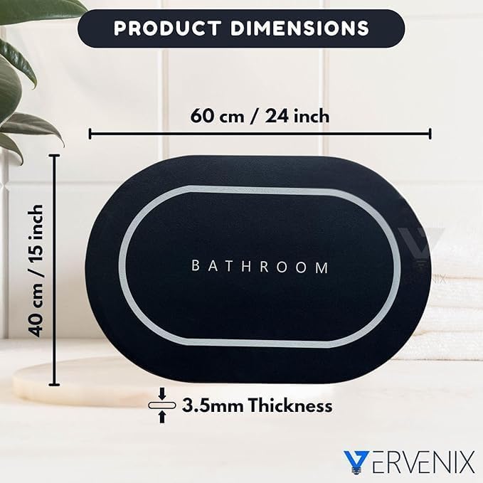 VERVENIX Pack of 1 Quick Dry Soft Bathroom Mat | Super Absorbent Velvet Bath Mat with Anti-Skid Rubber Backing | Water Absorbing Doormat for Bathroom, Kitchen & Home (Black) - Image 2