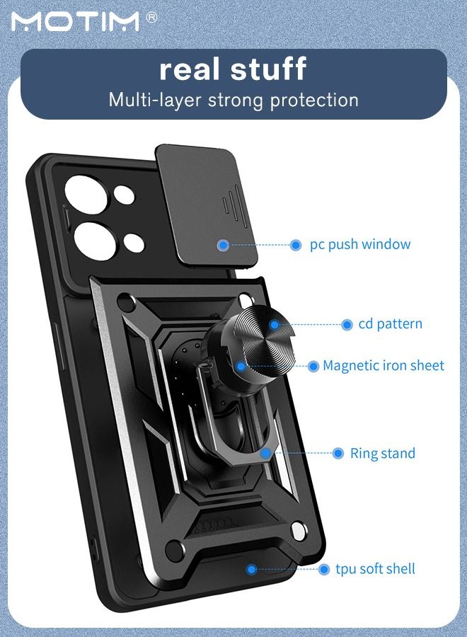 موتيم حافظة هاتف أوبو رينو 8 المدرعة مع غطاء كاميرا منزلق، غطاء هاتف ل Oppo Reno 8 مع حامل مغناطيسي لحامل السيارة، مسند حماية شديد التحمل من الدرجة MLT - Image 5