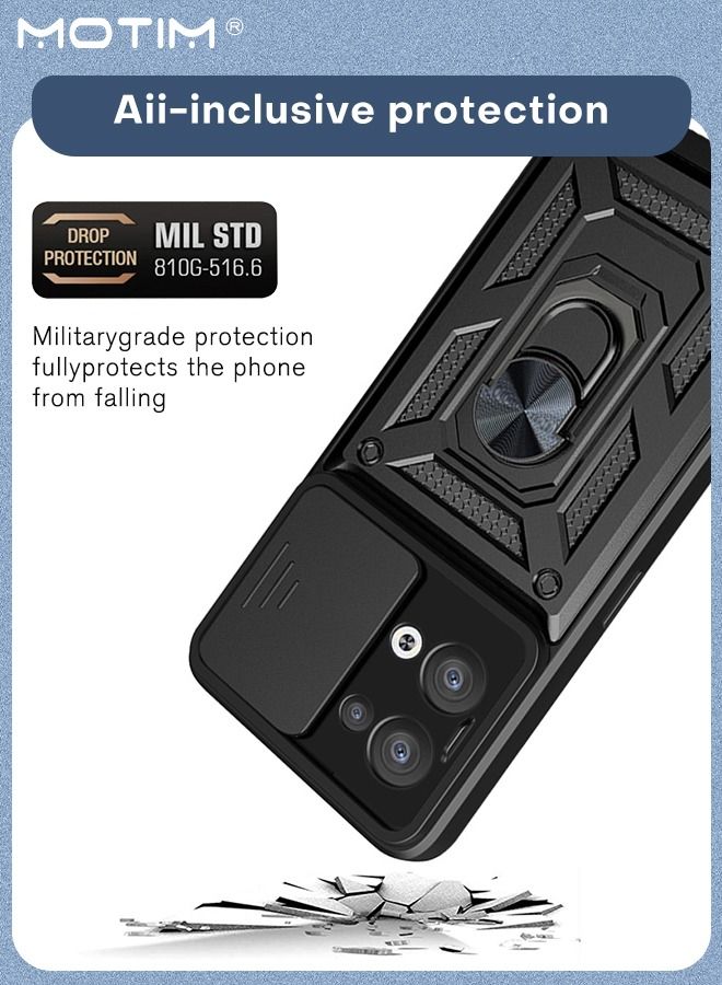 موتيم حافظة هاتف أوبو رينو 8 المدرعة مع غطاء كاميرا منزلق، غطاء هاتف ل Oppo Reno 8 مع حامل مغناطيسي لحامل السيارة، مسند حماية شديد التحمل من الدرجة MLT - Image 2