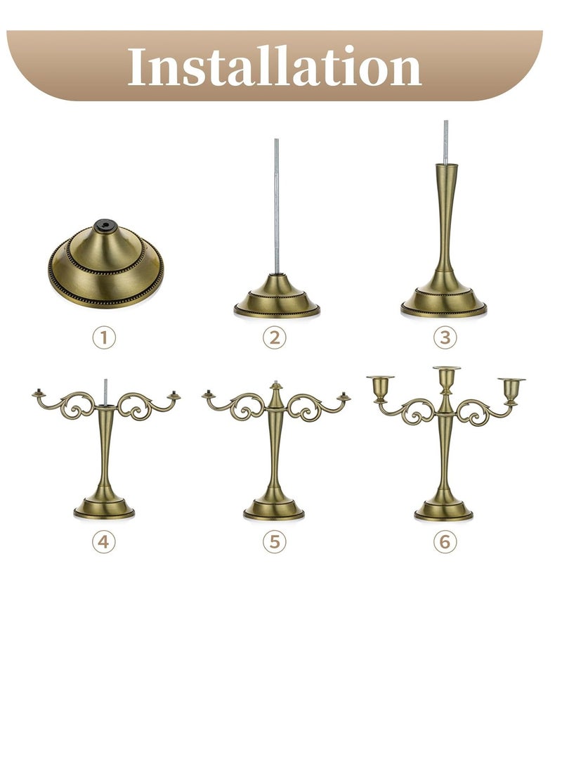 general 3 Arms Decorative Candle Holder For Wedding and Candlelight Dinner Bronze - Image 4