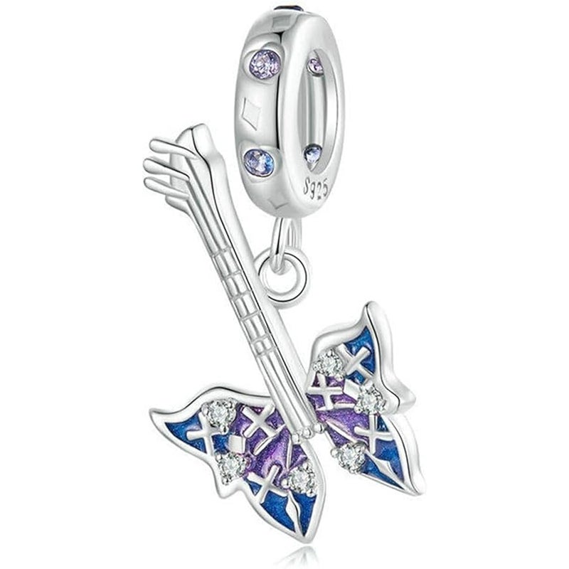 LAMOONY Guitar Charm 925 Sterling Silver Note Charm Music Charm Rainbow Charm Puzzle Charm Love Charm for Pandora Charm Bracelet - Image 1