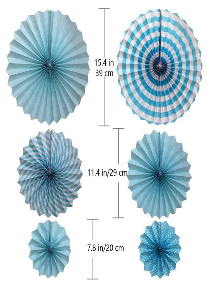 HOLA FIESTA | Paper Fans Flower for Celebration/Wedding/Birthday/Carnival/Welcome Party Decorations,Sky,Set of 12 - Image 2